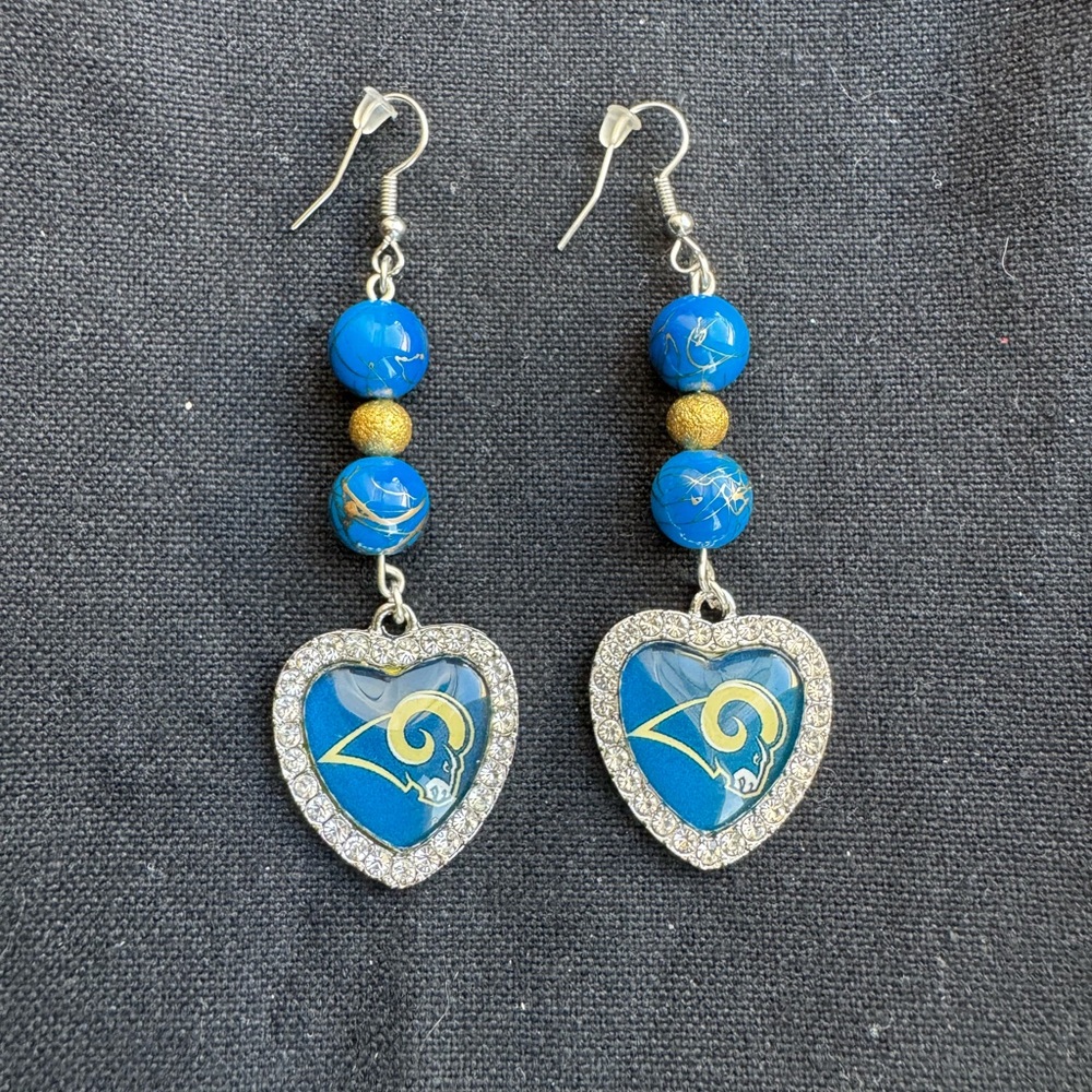 Handmade NFL LA Rams Beaded Earrings